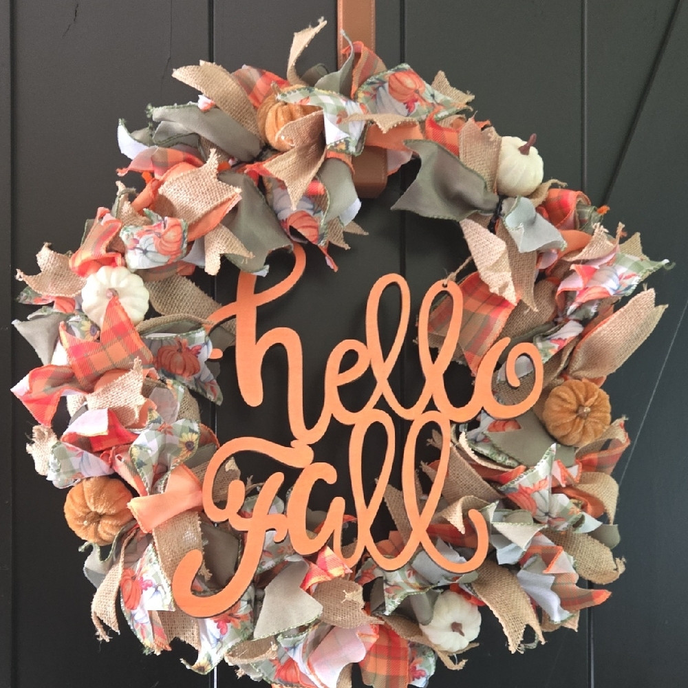 Festive Fall Wreath with Orange and Cream Accents